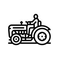 tracteur agriculteur ligne icône illustration vecteur