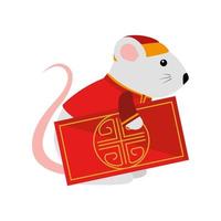 rat rongeur mignon avec carte chinoise vecteur