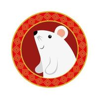 Adorable rat rongeur avec cadre chinois circulaire vecteur