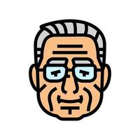 Sénior vieux homme avatar Couleur icône illustration vecteur