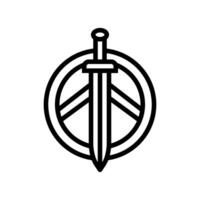 badge bataille spartiate romain ligne icône illustration vecteur