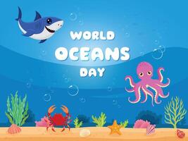 animal dans bleu mer monde océans journée illustration conception vecteur