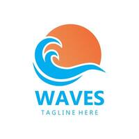 l'eau vague logo, plage vagues, mer, conception vecteur