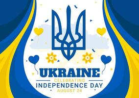 content Ukraine indépendance journée illustration sur 24 août avec ukrainien drapeau Contexte dans nationale vacances plat dessin animé Contexte vecteur