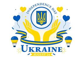 content Ukraine indépendance journée illustration sur 24 août avec ukrainien drapeau Contexte dans nationale vacances plat dessin animé Contexte vecteur