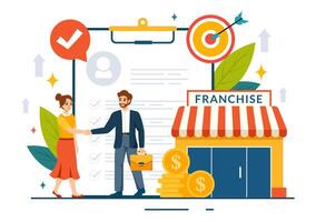 la franchise La publicité illustration avec affaires et la finance à promouvoir réussi marque ou commercialisation dans plat dessin animé Contexte vecteur