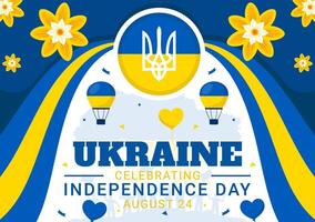 content Ukraine indépendance journée illustration sur 24 août avec ukrainien drapeau Contexte dans nationale vacances plat dessin animé Contexte vecteur