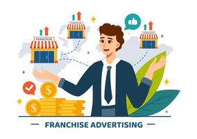 la franchise La publicité illustration avec affaires et la finance à promouvoir réussi marque ou commercialisation dans plat dessin animé Contexte vecteur