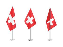 drapeau de Suisse avec argent pôle.set de la suisse nationale drapeau vecteur