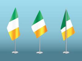 drapeau de Irlande avec argent pôle.set de l'Irlande nationale drapeau vecteur