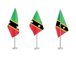 drapeau de Saint kitts et nevis avec argent pôle.set de Saint kitts et Nevis nationale drapeau vecteur