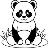 mignonne Panda coloration pages. Panda animal contour pour coloration livre. Panda ligne art vecteur