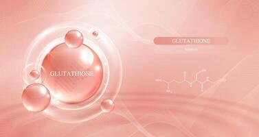 glutathion sérum gouttes plus de rose peau cellules avec cosmétique publicité. en bonne santé la vie médical et diététique supplément. Naturel peau se soucier cosmétique stimuler collagène. conception. vecteur