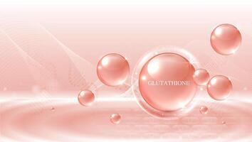 glutathion sérum gouttes plus de rose peau cellules avec cosmétique publicité. en bonne santé la vie médical et diététique supplément. Naturel peau se soucier cosmétique stimuler collagène. conception. vecteur