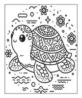 Facile tortue coloration page pour des gamins vecteur
