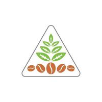 vecteur de logo de ligne de triangle de feuille de thé de grain de café