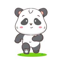 mignonne Panda fonctionnement dessin animé personnage. adorable kawaii animaux concept conception. main tiré style illustration. isolé blanc Contexte. vecteur