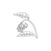 dessin d'une seule ligne du symphytum frais de beauté pour le logo du jardin. concept de fleur de consoude décorative pour l'impression d'affiches d'art mural de décoration intérieure. ligne continue moderne dessiner illustration vectorielle de conception vecteur