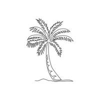 dessin au trait continu unique coco nucifera. concept de cocotier décoratif pour la décoration murale affiche d'impression d'art et campagne de tourisme de vacances de voyage. Une ligne moderne dessiner illustration vectorielle de conception vecteur