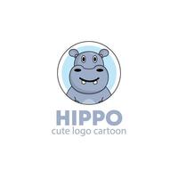logo animal hippopotame mignonne dessin animé illustration. animal logo concept .plat style concept illustration mignonne vecteur