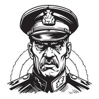 stratégique colère iconique en colère militaire officier logo vecteur