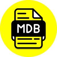 mdb document fichier type icône. des dossiers et extension Icônes. avec une brillant Jaune Contexte. dans noir remplir conception style. vecteur