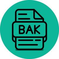 bak fichier type icône. des dossiers et document format extension. avec un contour style conception et vert Contexte vecteur