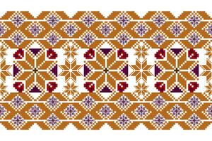 géométrique ethnique Oriental sans couture modèle. axtec style broderie floral pixel art Contexte conception pour tissu, vêtements, textile, foulard, fond d'écran, table coureur, emballage, imprimer, sarong vecteur