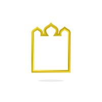 d'or Cadre avec une traverser sur il. Facile or islamique forme ornement Cadre. abstrait contour modèle pour icône ou badge, logo, imprimer, intérieur vecteur