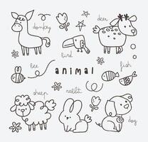 plat conception contour mignonne kawaii animal griffonnage dessin illustration vecteur