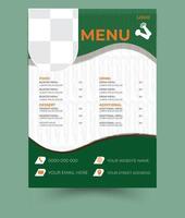 moderne restaurant menu conception, menu conception modèle avec vert Couleur vecteur