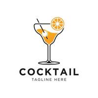 cocktail été fête menu Contexte logo conception vecteur