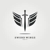 épées ailes logo ancien illustration concept conception vecteur