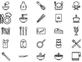 cuisine ligne icône pictogramme symbole visuel illustration ensemble vecteur