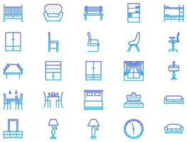 meubles ligne icône pictogramme symbole visuel illustration ensemble vecteur