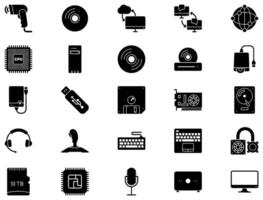 ordinateur Matériel glyphe icône pictogramme symbole visuel illustration ensemble vecteur