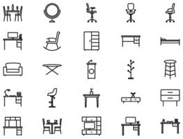 meubles ligne icône pictogramme symbole visuel illustration ensemble vecteur