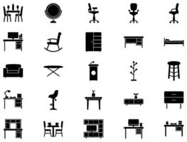 meubles glyphe icône pictogramme symbole visuel illustration ensemble vecteur