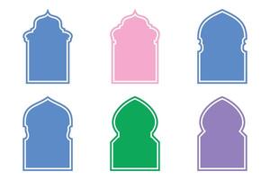 islamique cambre conception glyphe avec contour coloré rempli silhouettes conception pictogramme symbole visuel illustration vecteur