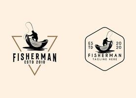 pêcheur, pêche icône logo conception modèle. vecteur