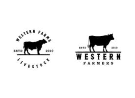 occidental taureau vache buffle longhorn tête silhouette avec étoile pour ranch ferme bétail logo conception vecteur