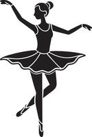 ballet Danseur silhouette isolé sur blanc Contexte. noir et blanc illustration. vecteur