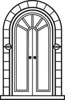 porte avec une pierre façade. illustration dans contour style. vecteur