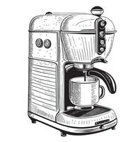 café machine ancien esquisser main tiré café illustration vecteur