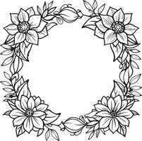 illustration de floral Cadre avec dahlias dans noir et blanc vecteur