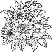 noir et blanc floral Contexte avec tournesols. illustration. vecteur