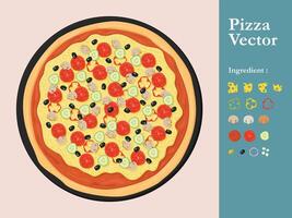 Pizza icône restaurant menu élément café pepperoni dessin animé illustration abstrait sauce nourriture vecteur
