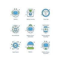 artificiel intelligence fondamentaux éléments de ai illustrtaion icône conception ensemble vecteur