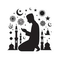 musulman prier silhouette. prier symbole illustration vecteur