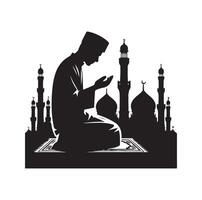 musulman prier silhouette. prier symbole illustration vecteur